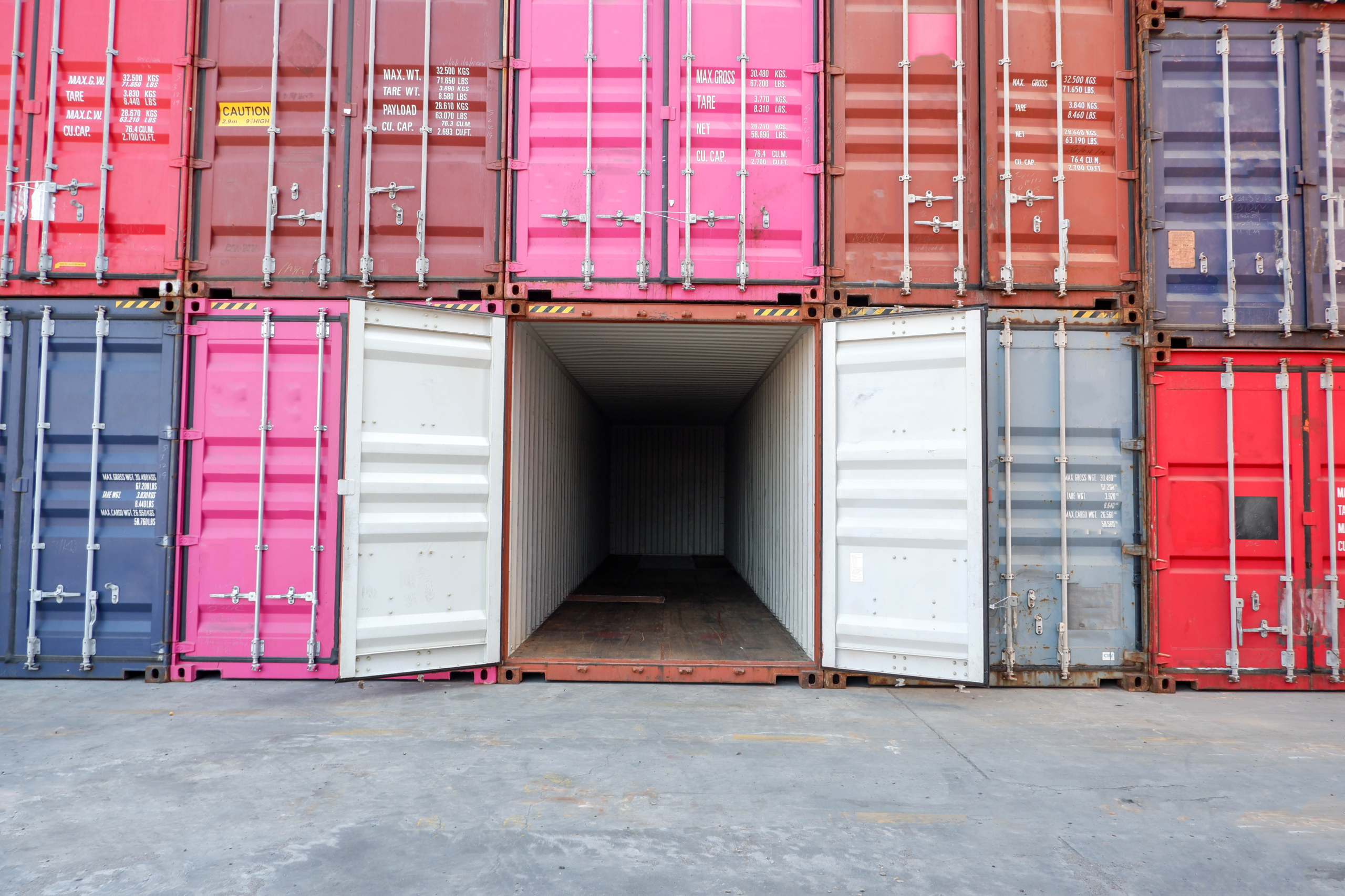 interior view of a container door opening