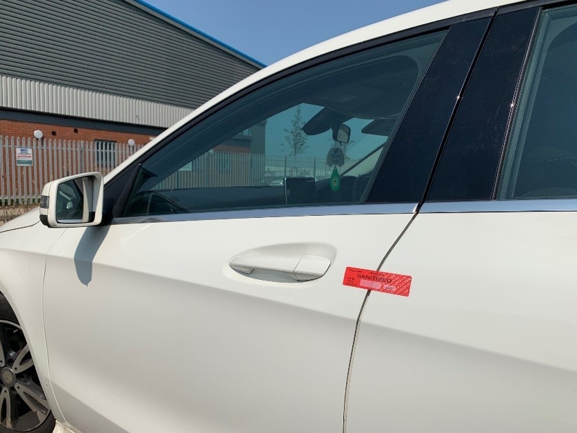 Sanitised Security Label Car Door wide