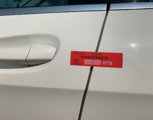 Sanitised Security tamper evident Label Car Door