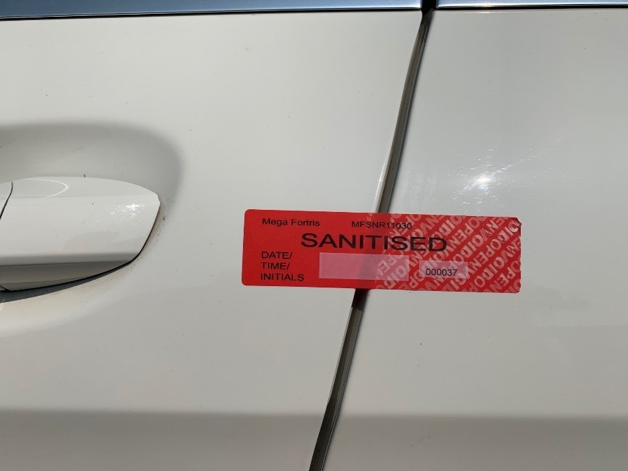 Sanitised Security Label Car Door