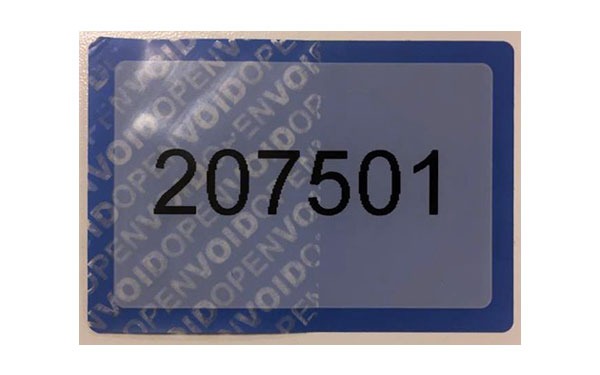Security Labels 73 x 50mm Blue half void
